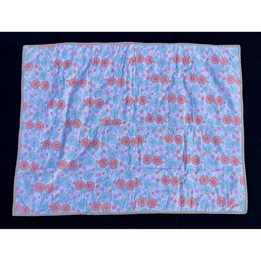 Handmade Patchwork Quilt Kids 28x35 Scrappy Cotton Multicolor Throw Blanket